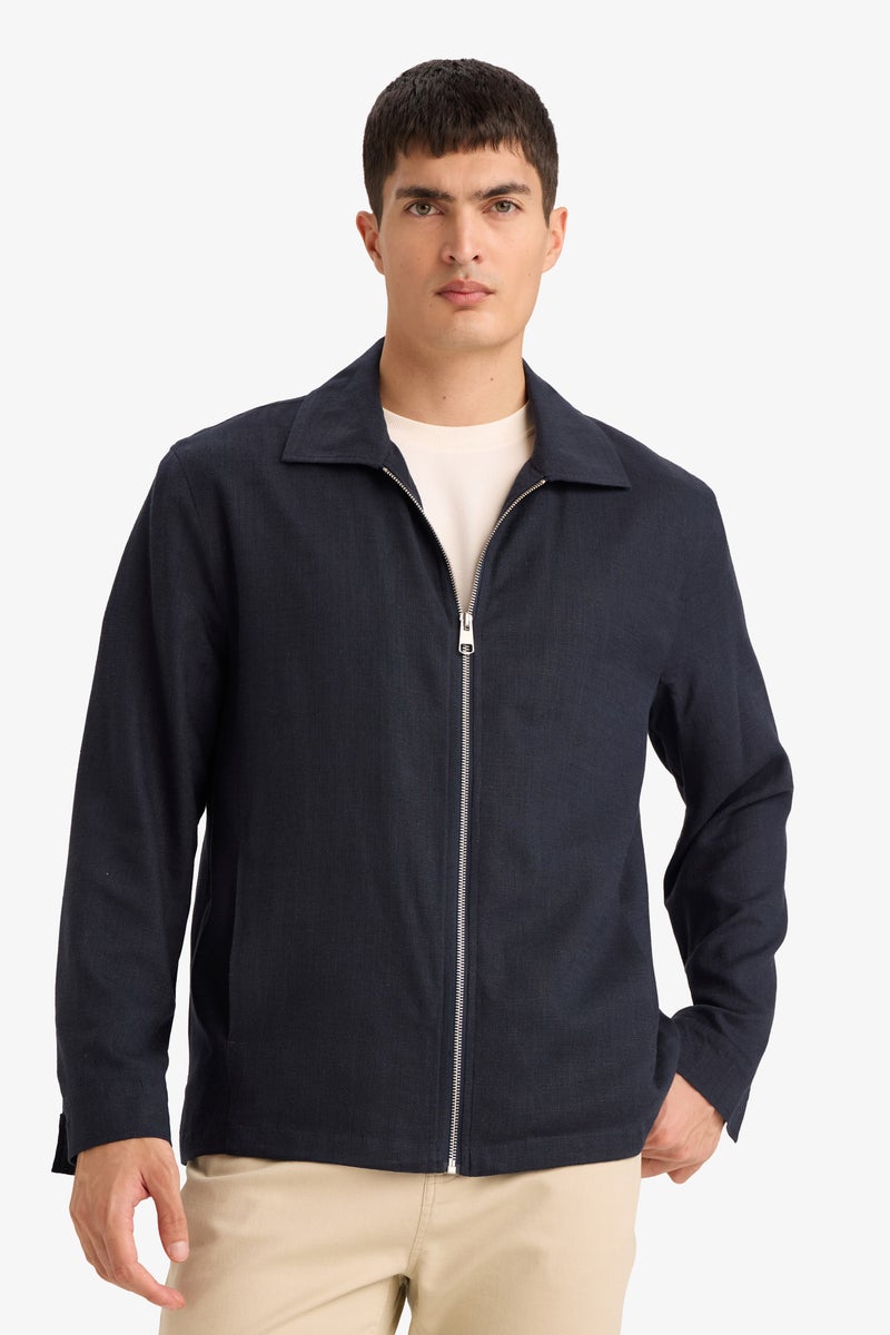 ديفاكتو جاكيت قصة عادية من مزيج الكتان - Image 3